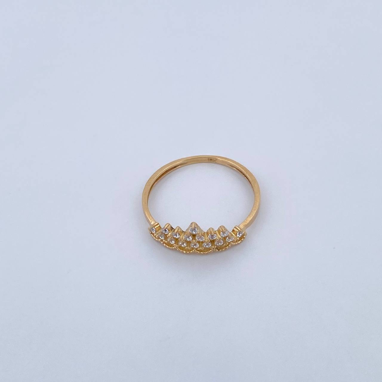 Anillo Corona 1.2gr / T6 / Circones Blancos Oro Amarillo 18K &