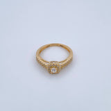 Anillo Halo Cuadrado 2.45gr / T7 1/4 / Circones Blancos Oro Amarillo 18K &