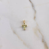 Dije Cruz 0.4gr / 1.4cm / Esmeraldas 10pts Oro Amarillo 18K &