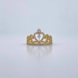 Anillo Corona Corazon 2.55gr / T5 1/2 / Circones Blancos Oro Amarillo 18K &