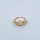 Anillo Corona Corazon 2.55gr / T5 1/2 / Circones Blancos Oro Amarillo 18K &