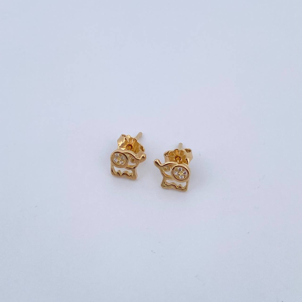 Topos Elefante 1.2gr / Circones Blancos Oro Amarillo 18K &