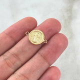 Herraje Virgen Milagrosa 0.8gr / 1.2cm / Circulo Texturizado Oro Amarillo 18K