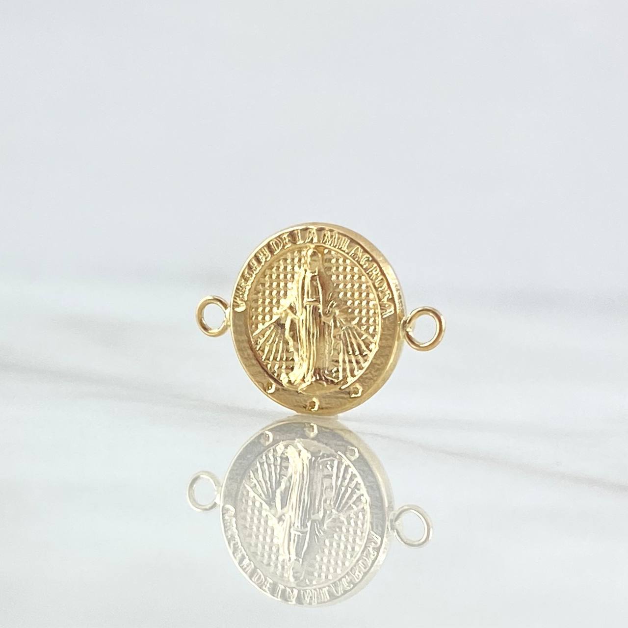 Herraje Virgen Milagrosa 0.8gr / 1.2cm / Circulo Texturizado Oro Amarillo 18K