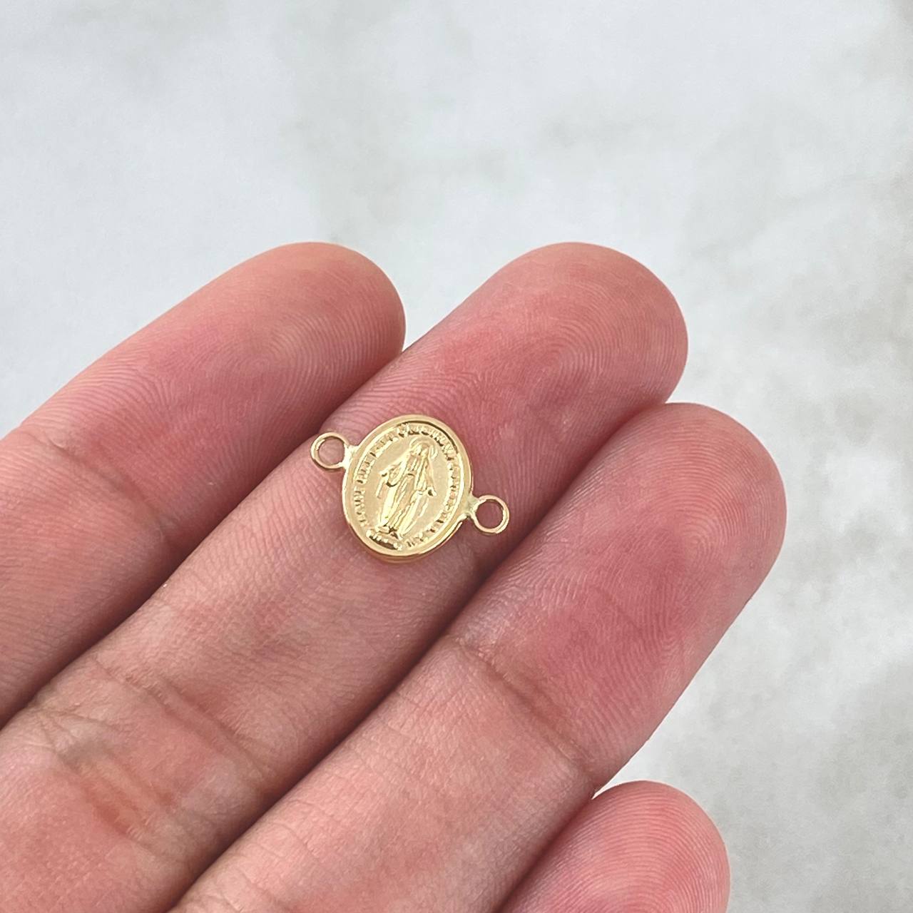 Herraje Virgen Milagrosa 0.5gr / 1.3cm / Ovalo Mate Oro Amarillo 18K *