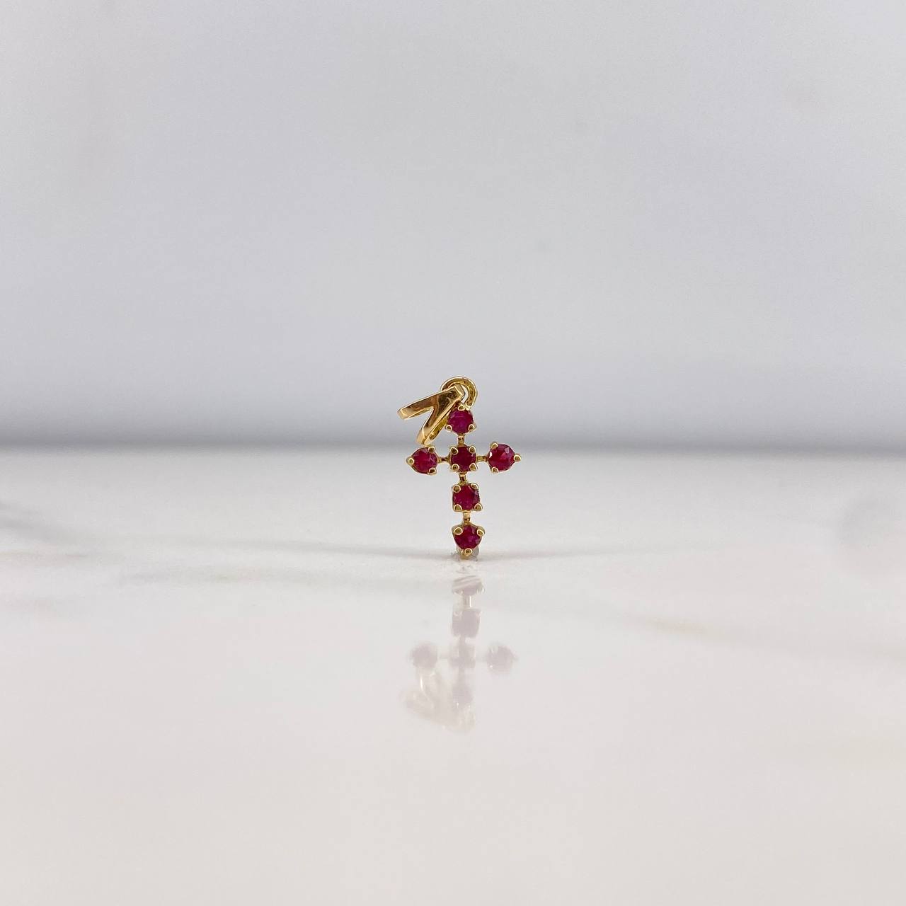 Dije Cruz 0.35gr / 1.4cm / Rubies 18pts Oro Amarillo 18K &