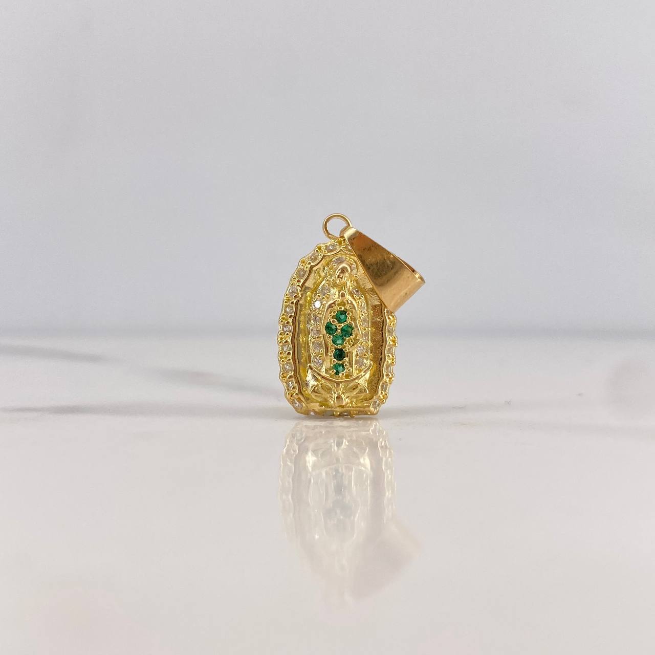 Dije Virgen Guadalupe 1.9gr / 2.4cm / Circones Blancos Verdes Oro Amarillo &