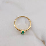 Anillo Solitario Rectangulo 1gr / T5 1/4 / Esmeralda 30pts Oro Amarillo 18K (Joya) &