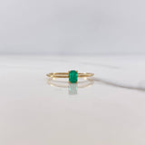 Anillo Solitario Rectangulo 1gr / T5 1/4 / Esmeralda 30pts Oro Amarillo 18K (Joya) &