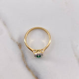 Anillo Solitario Halo 1.75gr / T5 / Esmeralda 08pts Diamantes 07pts Oro Amarillo 18K (Joya) &