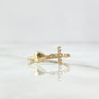 Anillo Corazon Cruz 1.15gr / T 5 1/2 / Circones Blancos Oro Amarillo 18K *