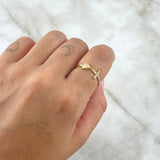 Anillo Corazon Cruz 1.15gr / T 5 1/2 / Circones Blancos Oro Amarillo 18K *