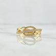 Anillo Olas Abstractas 2.2gr / T7 1/2 / Circones Blancos Oro Amarillo 18K