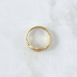 Anillo Olas Abstractas 2.2gr / T7 1/2 / Circones Blancos Oro Amarillo 18K