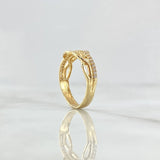 Anillo Olas Abstractas 2.2gr / T7 1/2 / Circones Blancos Oro Amarillo 18K