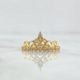 Anillo Tiara 2.25gr / T6 1/2 / Circones Blancos Oro Amarillo 18K *