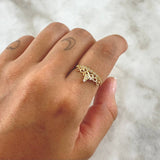 Anillo Tiara 2.25gr / T6 1/2 / Circones Blancos Oro Amarillo 18K *