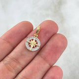 Dije Estrella Cardinal Medalla 1.55gr / 2cm / Circones Blancos Dos Oros Amarillo Blanco 18K