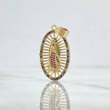 Dije Virgen Guadalupe 5.05gr / 4cm / Cargador texturizado Cruz Circones Multicolor Oro Amarillo 18K ©