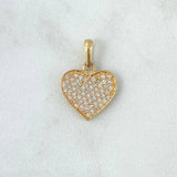 Dije Corazón 1.8gr / 2.2cm / Basteado - Circones Blancos Oro Amarillo 18K