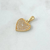 Dije Corazón 1.8gr / 2.2cm / Basteado - Circones Blancos Oro Amarillo 18K