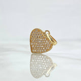 Dije Corazón 1.8gr / 2.2cm / Basteado - Circones Blancos Oro Amarillo 18K