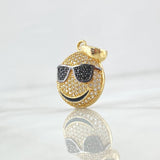 Dije Emoji Gafas De Sol 4.15gr / 3cm / Circones Blancos Negros Oro Amarillo 18K ©