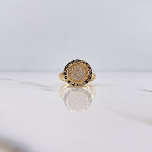 Anillo Circulo PD 4.65gr / T7 / Circones Blancos Oro Amarillo 18K &