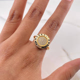 Anillo Circulo PD 4.65gr / T7 / Circones Blancos Oro Amarillo 18K &