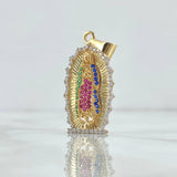 Dije Virgen Guadalupe Silueta 5.8gr / 4cm / Circones Blancos - Verdes - Fucsias - Azules Oro Amarillo 18K