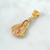 Dije Virgen Fatima 8.1gr / 4.2cm / Circones Blancos - Fucsia Dos Oros Amarillo Rosa 18K