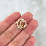 Herraje Virgen Maria Silueta 1.75gr / 2cm / Circones Blancos Oro Amarillo 18K