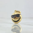 Dije Emoji Gafas 3.05gr / 2.6cm / Circones Negros Oro Amarillo 18K