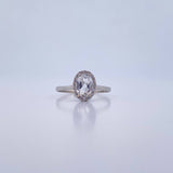 Anillo Ovalo 1.8gr / T6 1/2 / Circones Blancos Oro Blanco 18K &