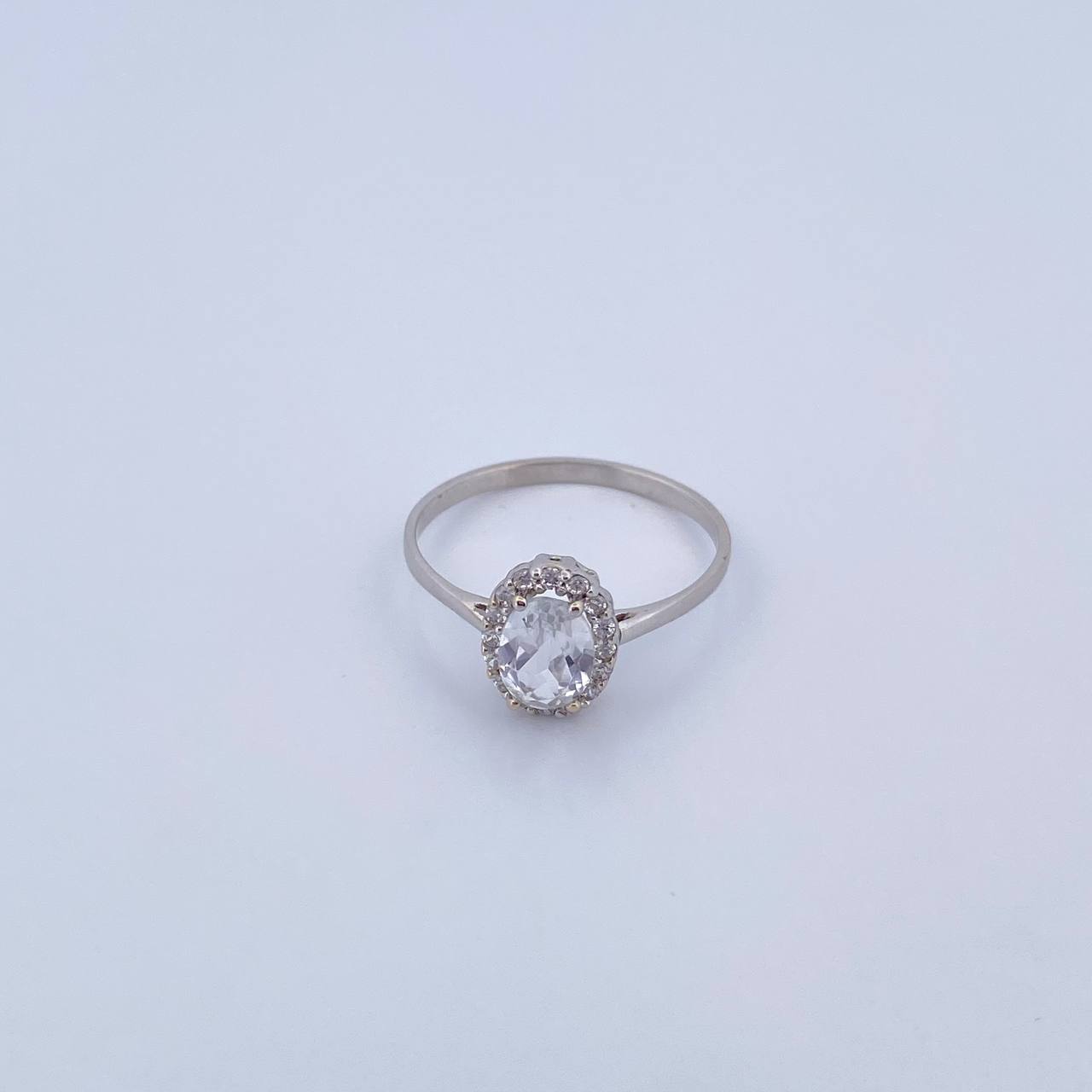 Anillo Ovalo 1.8gr / T6 1/2 / Circones Blancos Oro Blanco 18K &