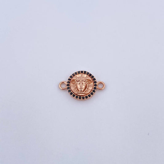 Herraje Medusa 1.7gr / 1.8cm / Circones Negros Oro Rosa 18K &