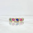 Anillo Circulos en Lazo 3.05gr / T5 3/4 / Circones Blancos Azul Rey Fucsia Verde Oro Amarillo 18K ©