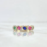 Anillo Circulos en Lazo 3.05gr / T5 3/4 / Circones Blancos Azul Rey Fucsia Verde Oro Amarillo 18K ©