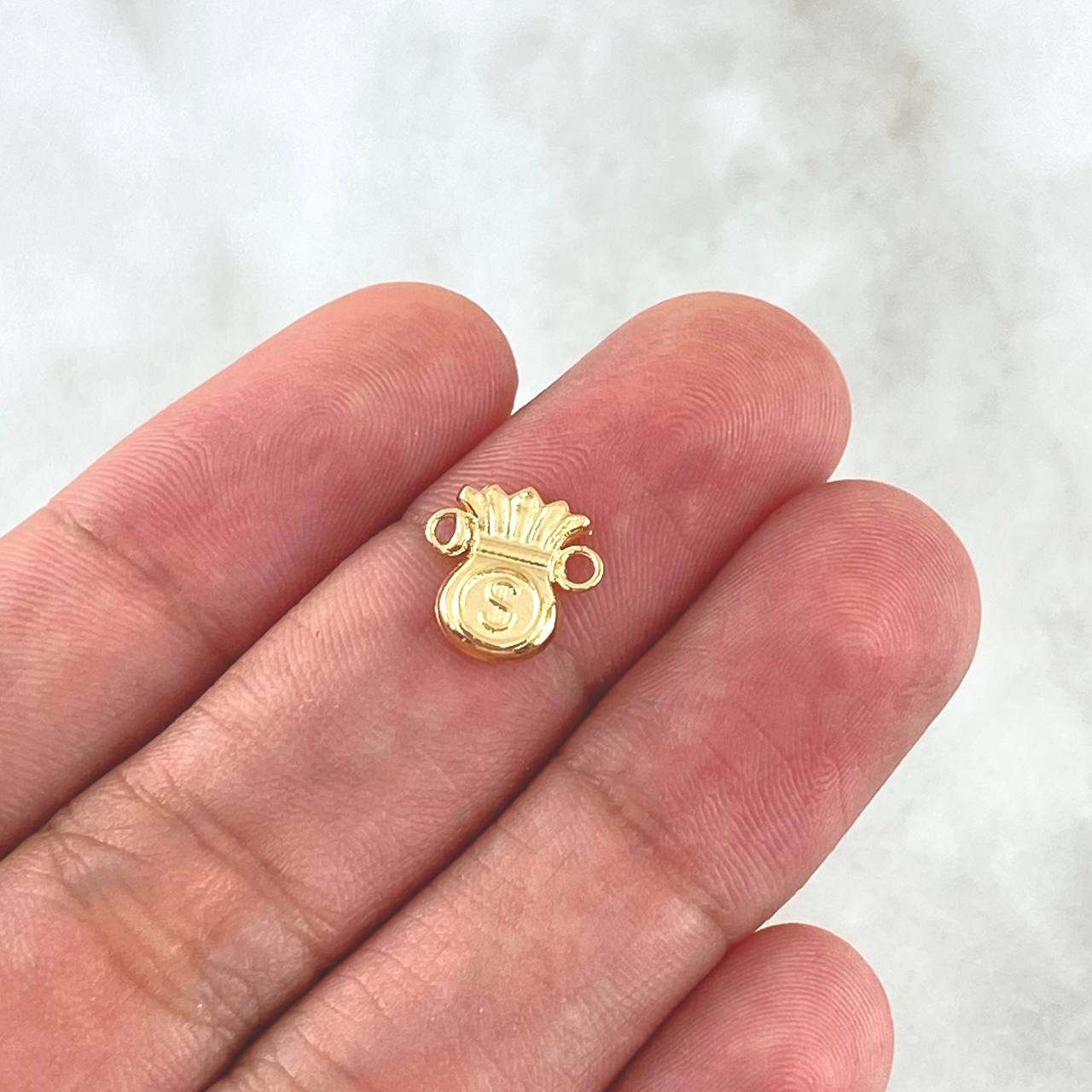 Herraje Bolsa De Dinero Plana 0.4gr / 1cm / Oro Amarillo 18K