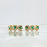 Topos Trio Tupido 4.55gr / 2cm / Circones Blancos - Verdes Oro Amarillo 18K