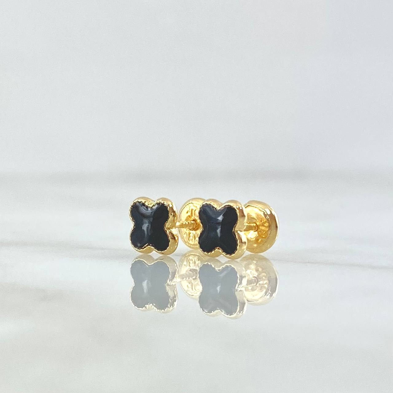 Topos Trébol VCyA 0.65gr / 6mm Resina Negra Oro Amarillo 18K *