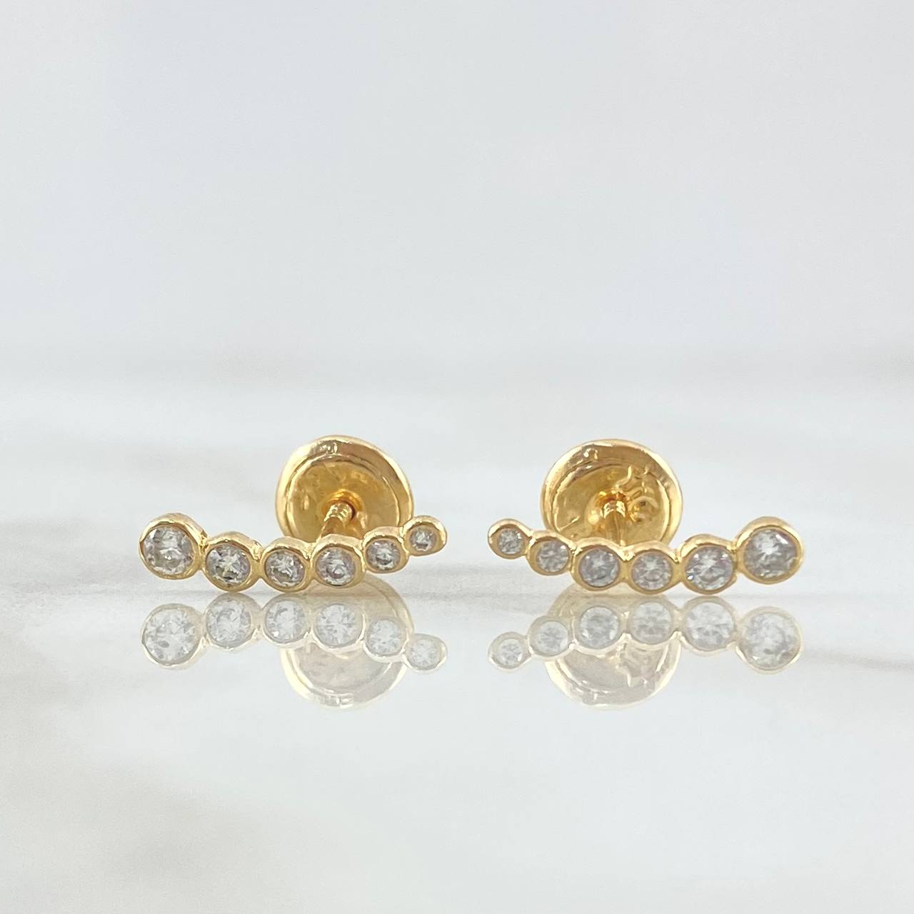 Topos Estela Circulo 0.75gr / 1.1cm / Circones Blancos Oro Amarillo 18K *