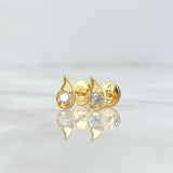 Topos Gota 0.8gr / 7mm Circon Blanco Oro Amarillo 18K *