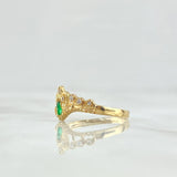 Anillo Tiara Invertida 1.65gr / T7 / Circones Blancos - Verdes Oro Amarillo 18K