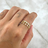 Anillo Corona 2.75gr / T8 / Circones Blancos Oro Amarillo 18K