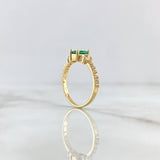 Anillo Solitario Halo Estela 2.5gr / T6 1/4 / Circones Blancos - Verde Oro Amarillo 18K