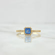 Anillo Solitario Halo Media Churumbela 2.05gr / T6 3/4 / Circones Blancos - Celeste Oro Amarillo 18K