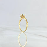 Anillo Solitario Halo Media Churumbela 2.05gr / T6 3/4 / Circones Blancos - Celeste Oro Amarillo 18K