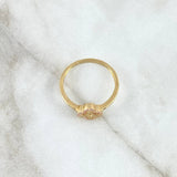 Anillo Trébol VCyA 2.25gr / T8 3/4 / 8mm Rayado - Circones Rosados Oro Amarillo 18K