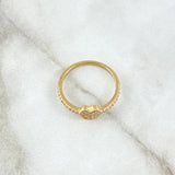 Anillo Corazón Basteado 2.05gr / T7 1/4 / Circones Blancos Oro Amarillo 18K